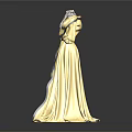 Elegant Yellow Long Gown With Black Trim And Beaded Neckline Design