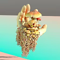 Man's Hand Adorned With Colorful Mushrooms and Hanging Berries in Pastel Gradient