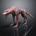 3D Dinosaur Character Figure With Red Gray Stripes Sharp Teeth Standing Posture 3d model