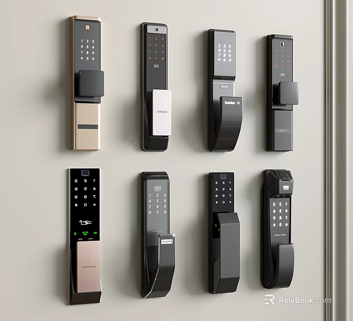 Smart Door Handles With Digital Keypad And Modern Design For Home Security 3d model 