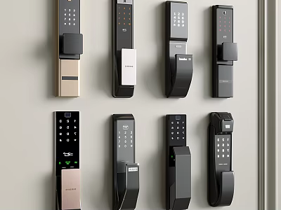 Smart Door Handles With Digital Keypad And Modern Design For Home Security 3d model