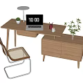 Nordic Desk and Chair Desk and Chair Combination Computer Table and Chair Combination Ornaments Computer Desk 3d model