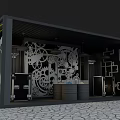 Creative Container Studio Interior With Gear Decorations Colorful Graffiti Black Lockers And Cracked Floor