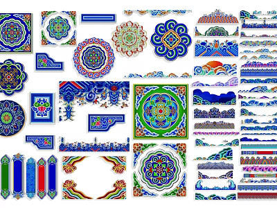 Colorful Traditional Wall Decor With Ornate Geometric Patterns And Floral Designs 3d model
