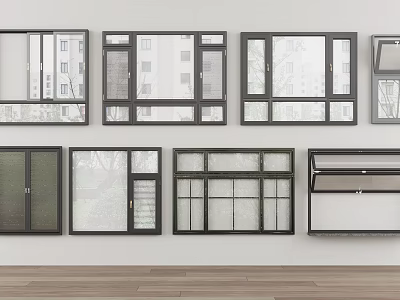 Window combination Aluminum alloy window Folding window Upper and lower Folding window casement window system window balcony floor-to-ceiling window sliding window 3d model