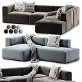 Modern Modular Velvet Sofa With Color Options Pillows And Throw Blanket 3d model