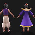 Man 3D Character With Purple Yellow Robe And Purple Vest White Pants Design
