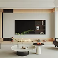 TV background wall single sofa coffee table 3d model