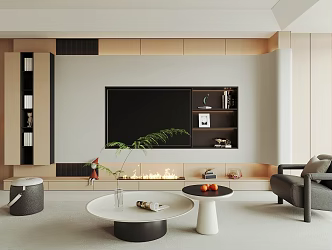TV background wall single sofa coffee table 3d model