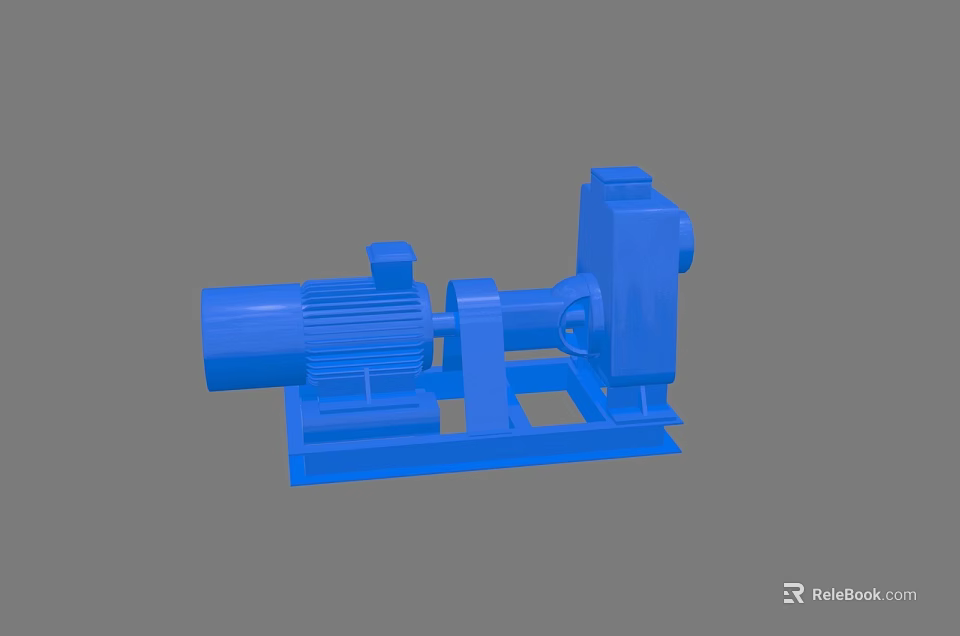 Blue Industrial Electric Motor Driven Pump Equipment with Base Frame Components 3d model 