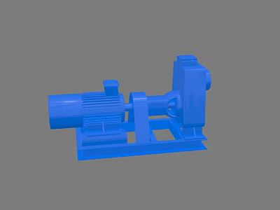 Blue Industrial Electric Motor Driven Pump Equipment with Base Frame Components 3d model