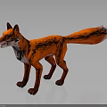 Red Fox Standing With Open Mouth Fluffy Tail And White Underbelly On Gray Background