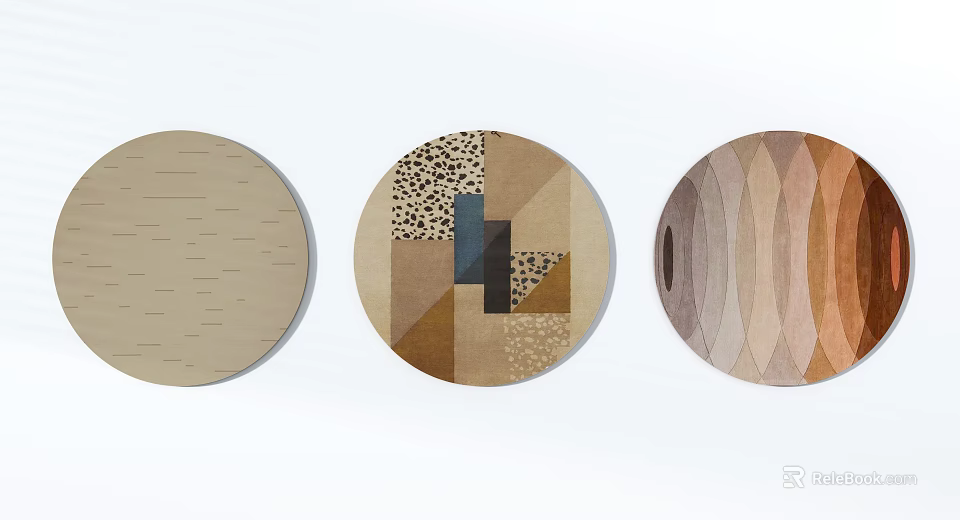 Round Rugs With Modern Geometric Patterns Gradient Colors And Textured Designs 3d model 