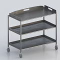 Industrial Style Metal Three Tier Rolling Cart With Storage Shelves And Wheels