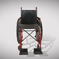 Medical Equipment Manual Wheelchair With Black Seat Red Frame And Footrests