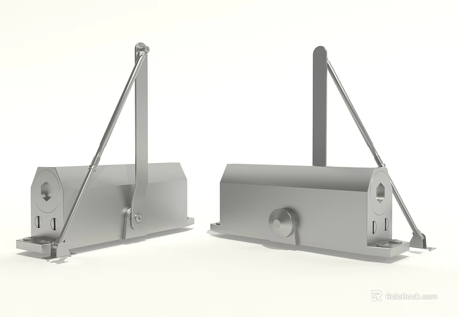 Public Facilities Gray Metal Structure With Dual Units And Vertical Poles 3d model 