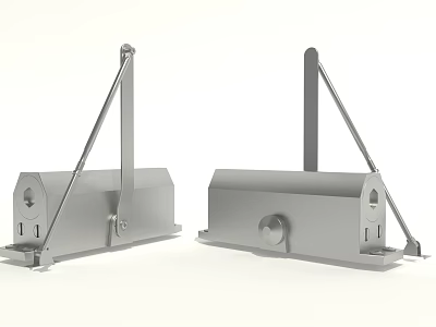 Public Facilities Gray Metal Structure With Dual Units And Vertical Poles 3d model