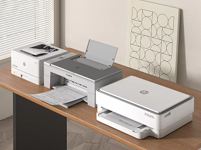 Efficient Modern Office Workspace With Multiple Printers And Essential Office Appliances 3d model