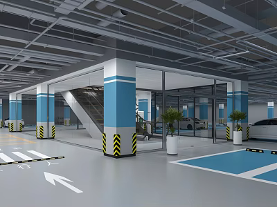 Modern Parking Mall Underground Escalator Entrance 3d model