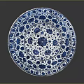 Plant Inspired Floral Patterns On Blue And White Decorative Plate Design