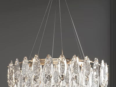 Modern Luxury Crystal Chandelier with Hanging Crystal Pieces and Metal Frame 3d model