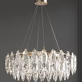 Modern Luxury Crystal Chandelier with Hanging Crystal Pieces and Metal Frame