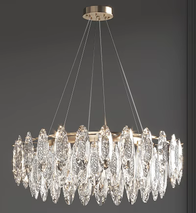 Modern Luxury Crystal Chandelier with Hanging Crystal Pieces and Metal Frame 3d model