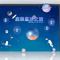 Space Theme Backdrop With Starry Sky Planets Rocket Astronaut And Satellite 3d model