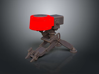 Game Movie Character Red Top Mechanical Robot With Tripod Base Structure 3d model