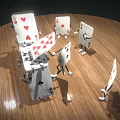 Anthropomorphic Playing Cards Enjoying Card Game Together On Wooden Tabletop