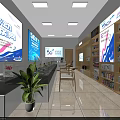 Modern Digital Store Interior With Electronic Products Shelves And Display Counter 3d model