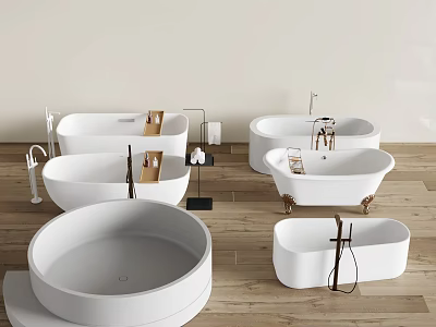 Various Modern Freestanding Bathtubs In White Round Oval And Clawfoot Styles 3d model