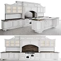 Elegant White Kitchen Cabinets With Marble Island And Classic Design Elements 3d model