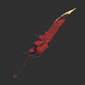 Red And Gold Decorative Weapon With Sharp Blade And Spiked Design 3d model