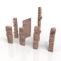 Red Brick Structures In Various Shapes And Heights For 3D Rendering 3d model