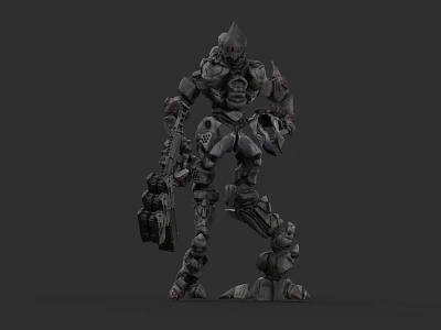 Mechanical Robot Character With Sci Fi Armor And Weapon Design Details 3d model