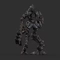 Mechanical Robot Character With Sci Fi Armor And Weapon Design Details