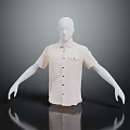 Light Colored Shirt On White Mannequin With Buttons And Pocket Against Dark Background And Reflection