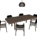Middle-style dining tables and chairs 3d model