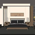 Minimalist Modern Zen Bedroom Interior Design With Wooden Bed Nightstands Lamps And Decorative Wall Art