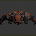 Orange And Blue Armored Sci Fi Warrior Character With Helmet And Goggles