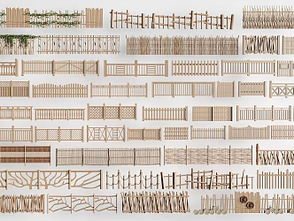 Modern Fence Bamboo Fence Wooden Fence Railing Wooden Grille 3d model