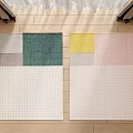 Modern Square Carpet Geometric Fabric Patchwork Carpet 3d model