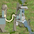 Detached Villa Exterior With Natural River Green Lawn And Surrounding Trees
