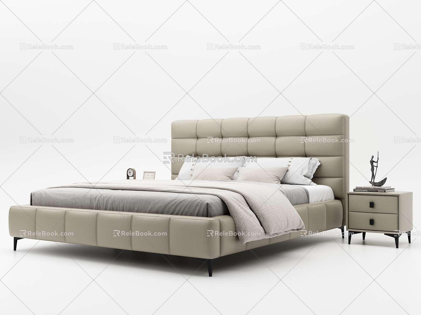 Modern Double Bed Leather Soft Bed Lawrence model