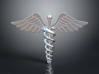 Silver Decorative Weapon With Winged Structure And Coiled Snake Design 3d model