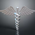 Silver Decorative Weapon With Winged Structure And Coiled Snake Design 3d model