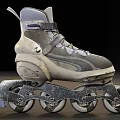 Gray and White Inline Skates with Lace Up Design Strap and Durable Wheels for Sports