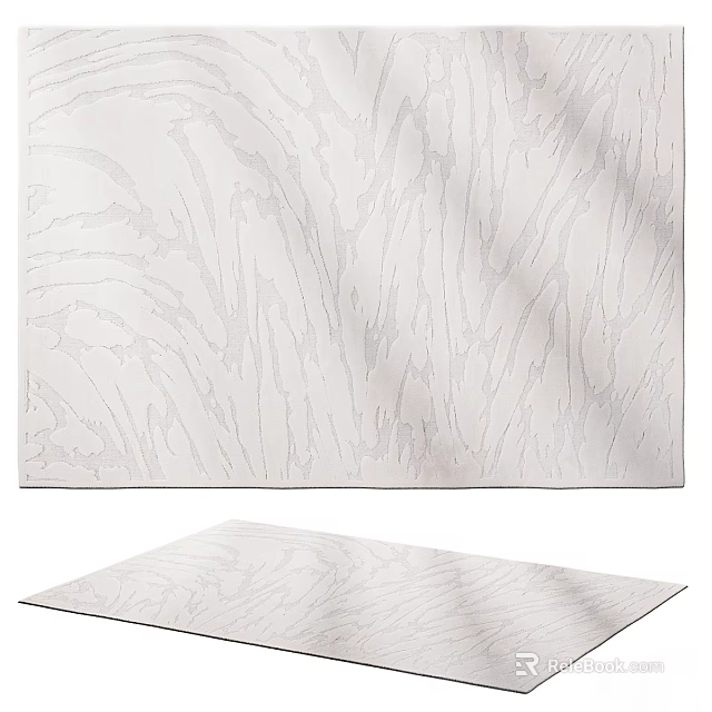 Modern Square Carpet With White And Gray Textured Pattern For Home Decor 3d model 