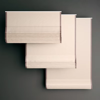 High Quality Textured Beige Roman Blinds For Modern Home Window Decoration 3d model